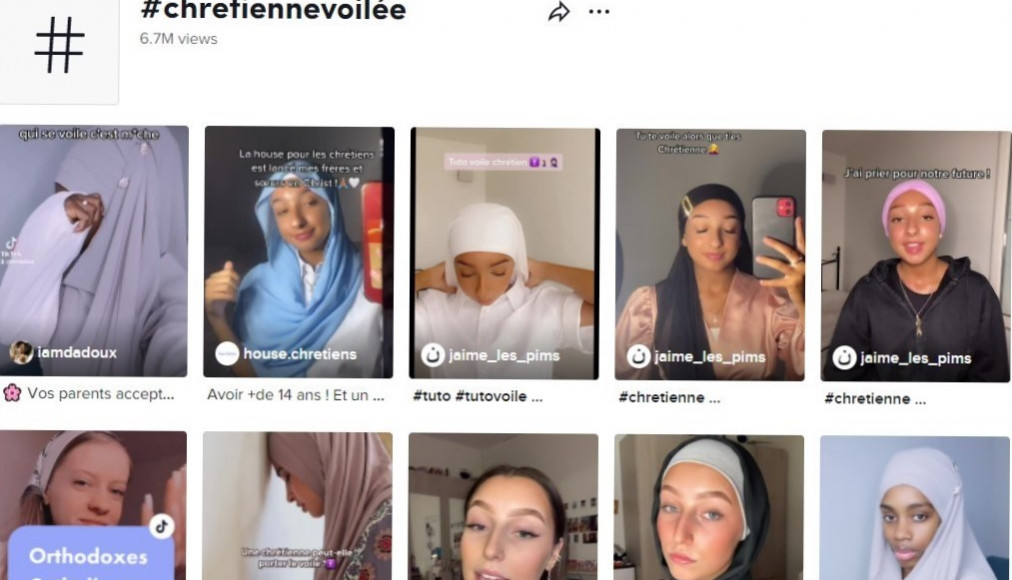 Capture d&#039;écran de vidéos TikTok avec le hashtag #chrétiennevoilée / ©TikTok