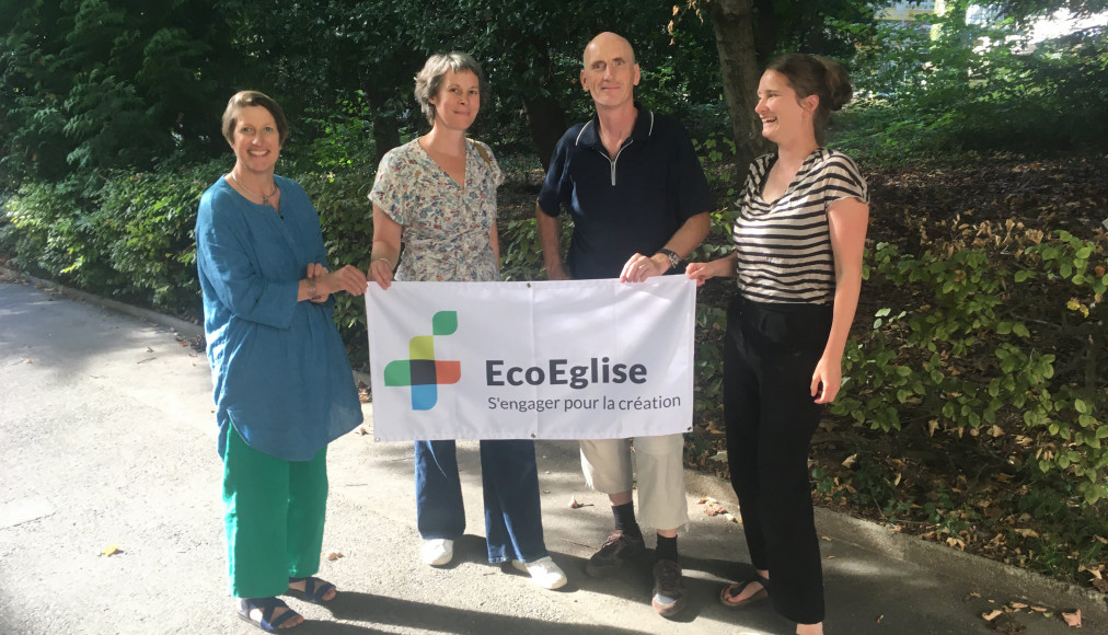 Comité de pilotage d&#039;EcoEglise. De g. à d. Sophie de Rivaz, Ursula Peutot, Marc Roethlisberger, Lara-Florine Schmid. Manque Alexis Bourgeois. / © EcoEglise