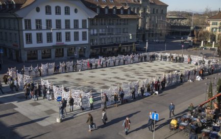 Les manifestants sur la Weisenhausplatz / ©UrsulaMarkus